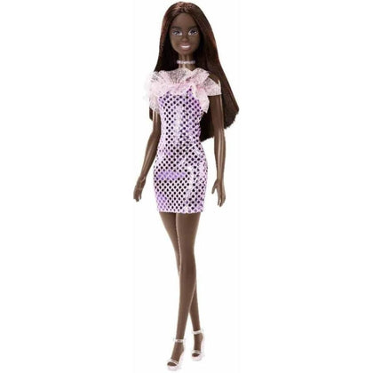 Barbie Glitz Doll, Brunette Purple Polka Dot Dress