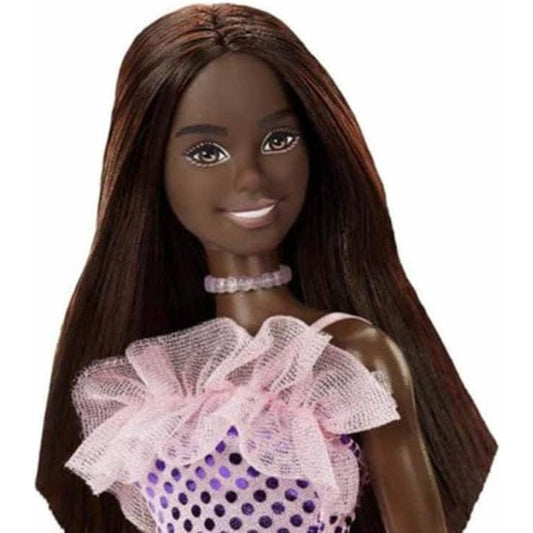 Barbie Glitz Doll, Brunette Purple Polka Dot Dress