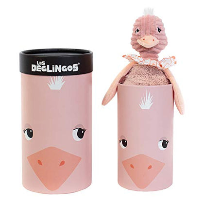 Les Deglingos Big Simply Pomelos - Ostrich In Box Plush Toy Pink