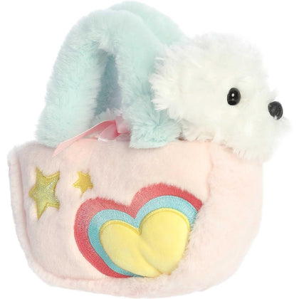 Aurora® Fancy Pals™ Pastel Heart™ Puppy 7.5 Inch Stuffed Animal with Purse Carrier