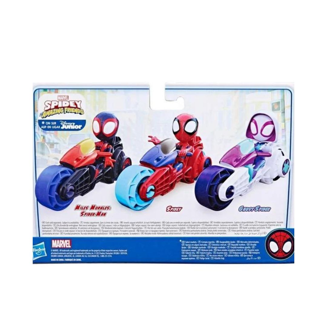 Marvel Spidey and His Amazing Friends, Spidey 4" Inch Action Figure & Toy Motorcycle