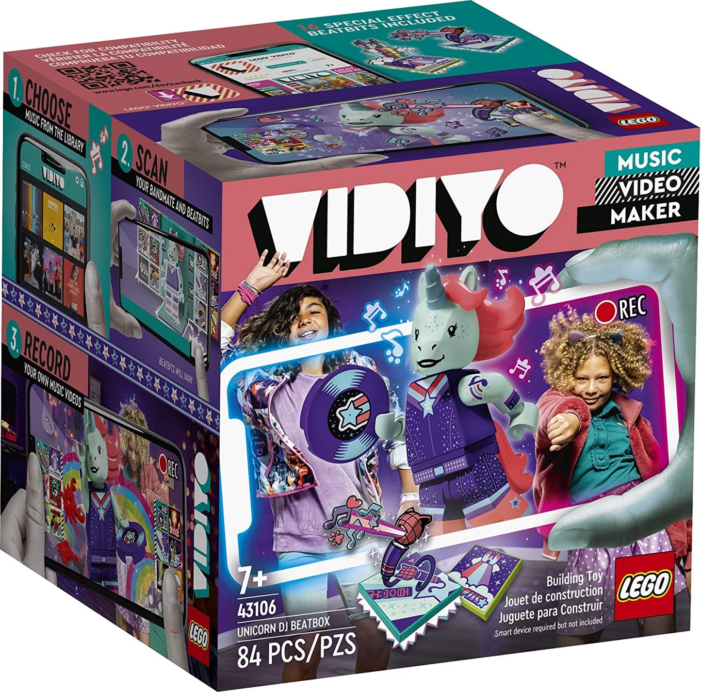 LEGO® VIDIYO Unicorn DJ Beatbox Building Kit with Exclusive Minifigure 43106, 84 Pieces
