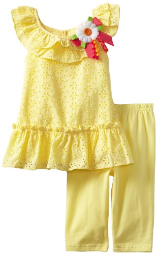 Good Lad Little Girls' Eyelet Legging Set, Yellow