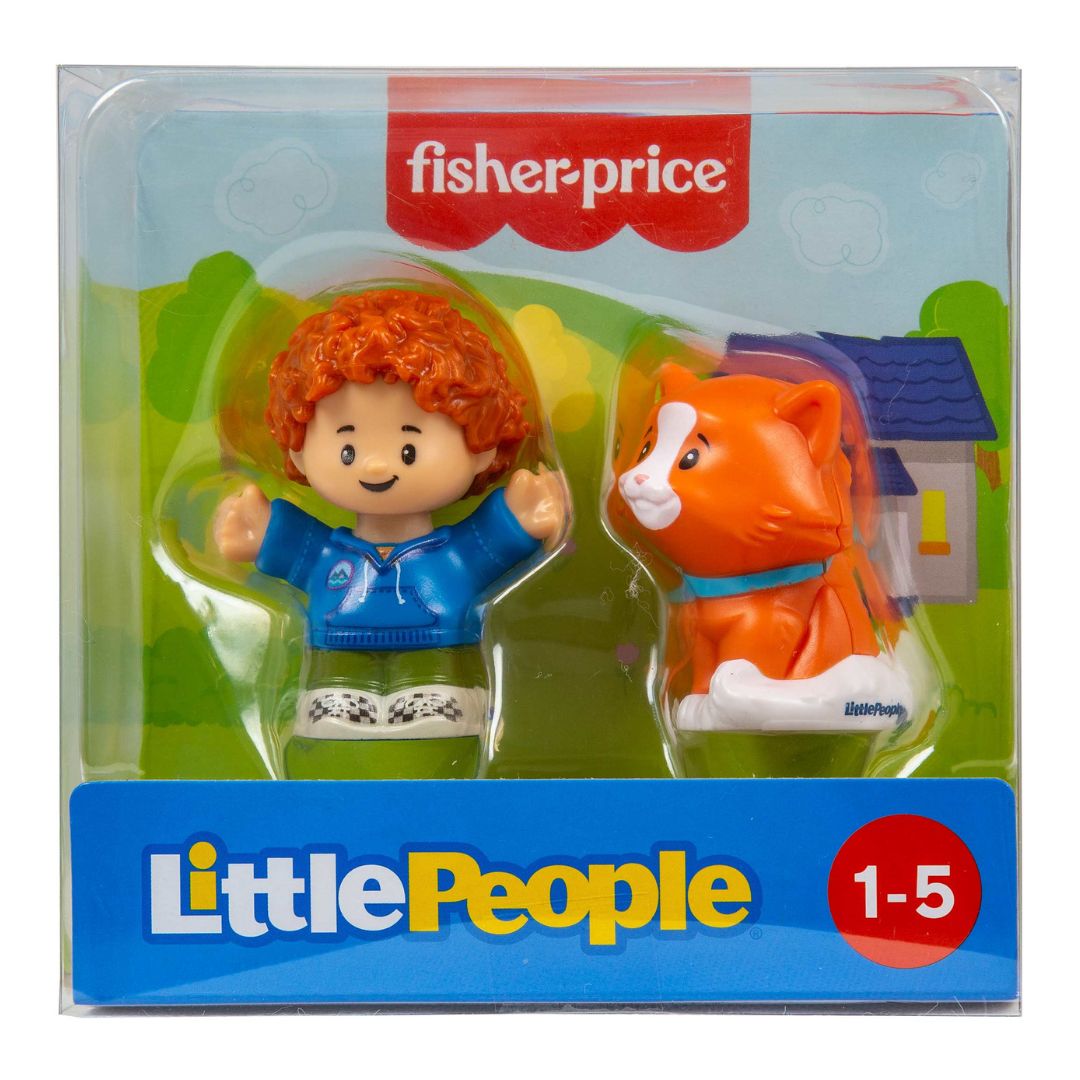 Fisher-Price Little People 2 Pack Action Figure Toy, Curly Red Hair Kid and Cat