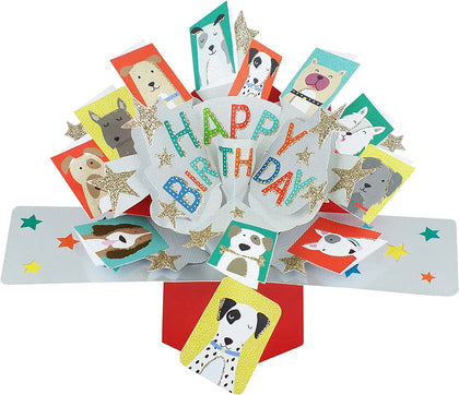 Second Nature Mailable Happy Birthday Dogs Pop Up Greeting Card - POP137