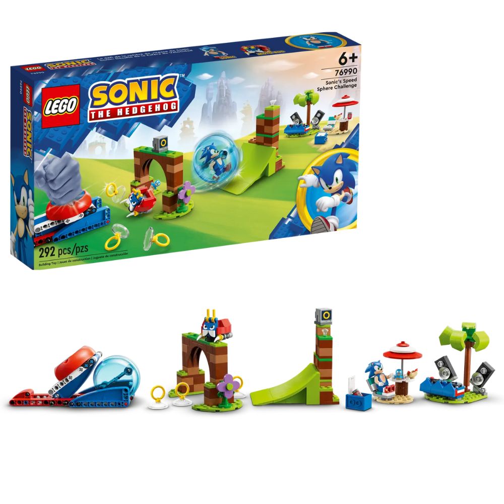 LEGO Sonic the Hedgehog Sonic’s Speed Sphere Challenge 76990 Building Toy  Set, Sonic Playset with Speed Sphere Launcher and 3 Sonic Figures, Fun