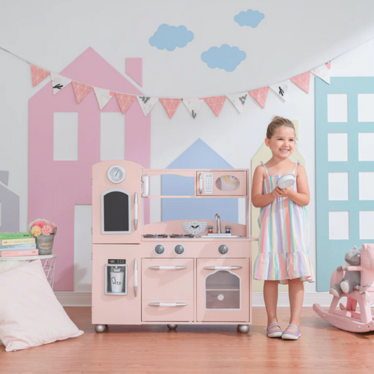 Teamson Kids Little Chef Westchester Retro Play Kitchen, Pink
