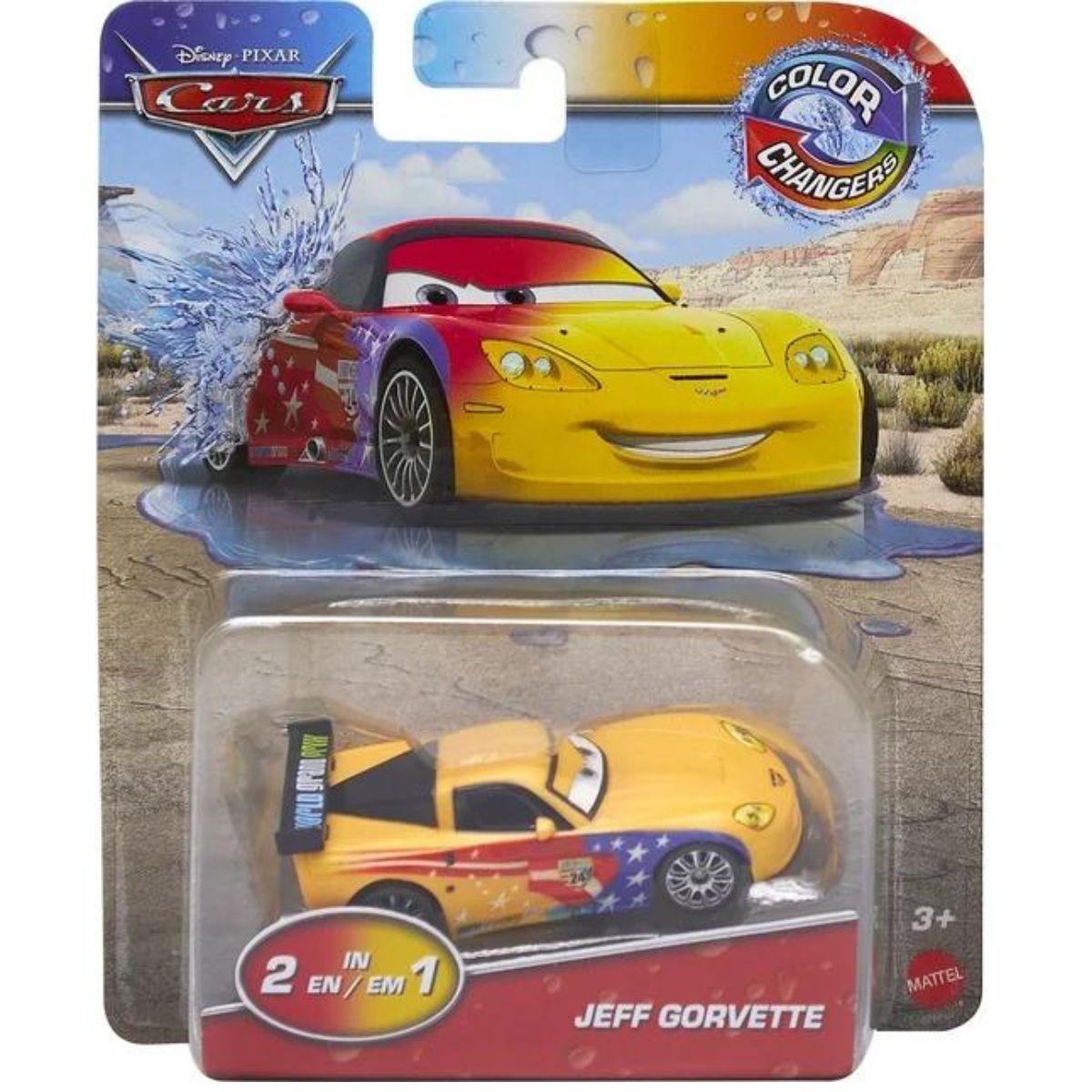 Disney Pixar Cars Color Changers Jeff Gorvette, Scale 1:55