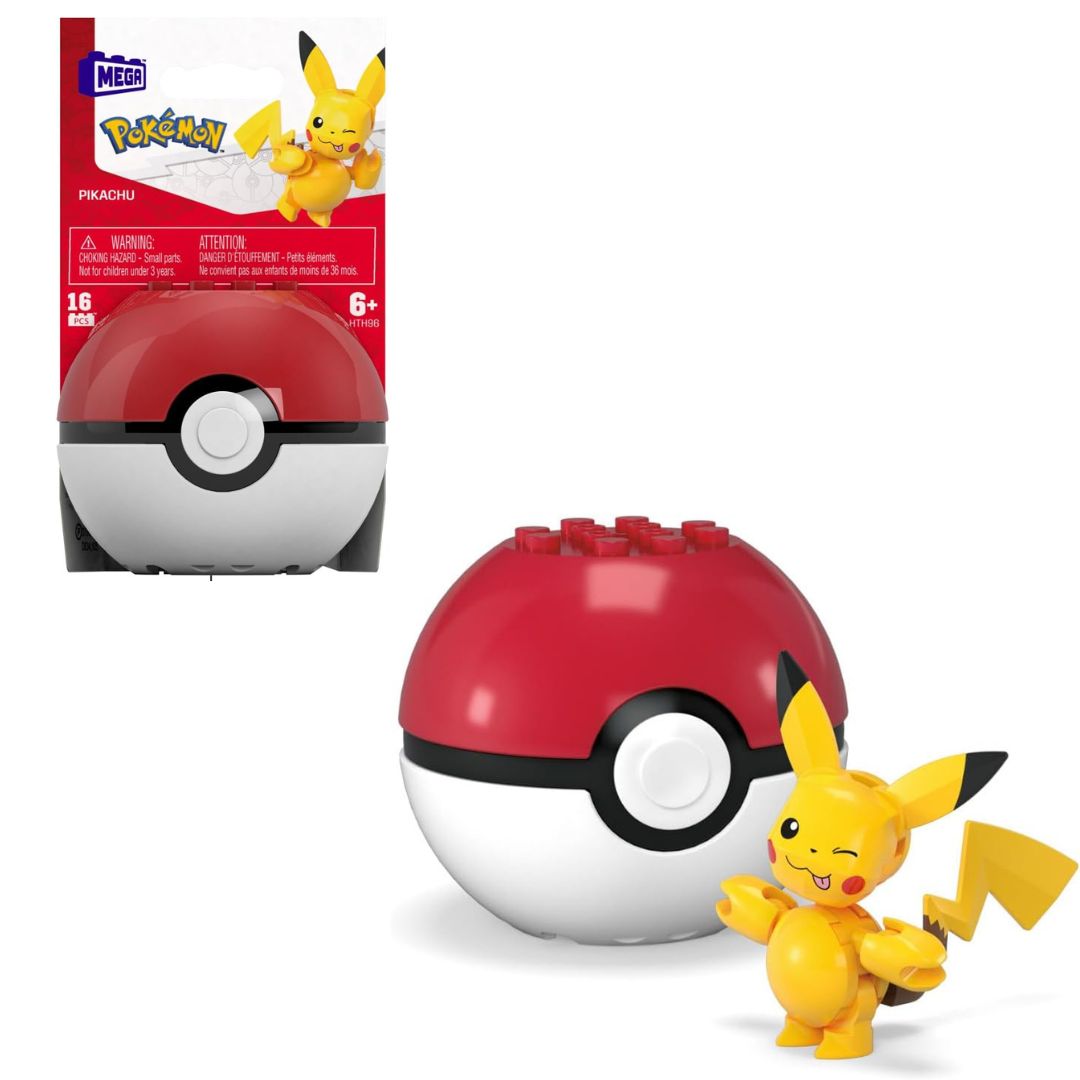 MEGA Pokemon Pikachu Action Figure Building Set with Poke Ball (16