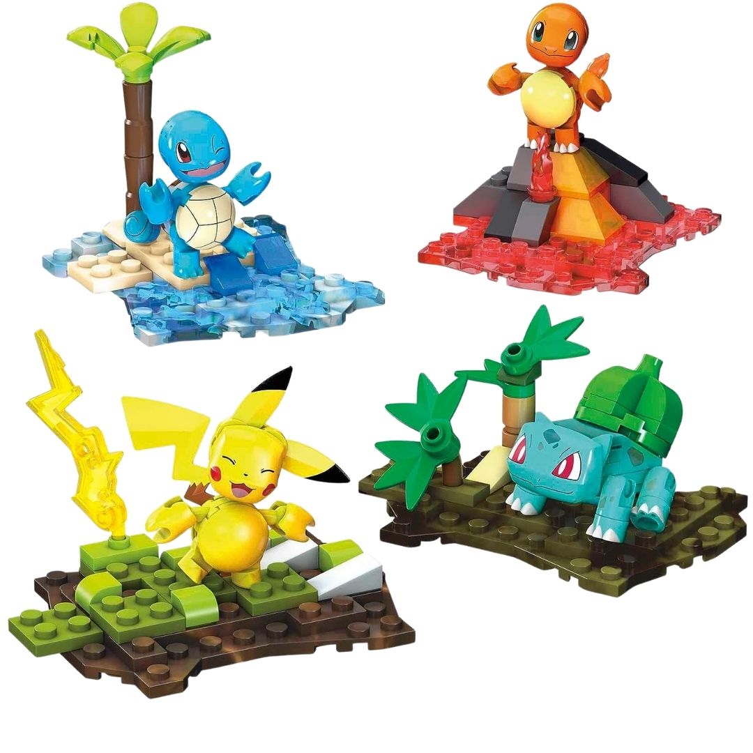 MEGA Pokemon Building Kit, Kanto Region Trio with 3 Action Figures