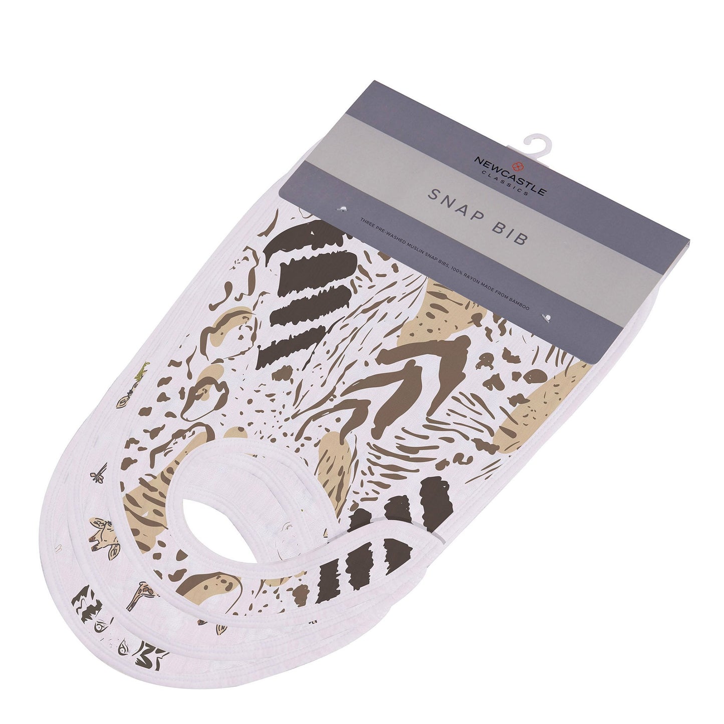 On The Savannah 100% Soft Bamboo Cotton 3 Pack Snap Bibs 12" x 9"