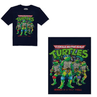 TMNT Teenage Mutant Ninja Turtle Short Sleeve Boys Navy Shirt, Sizes 4-18