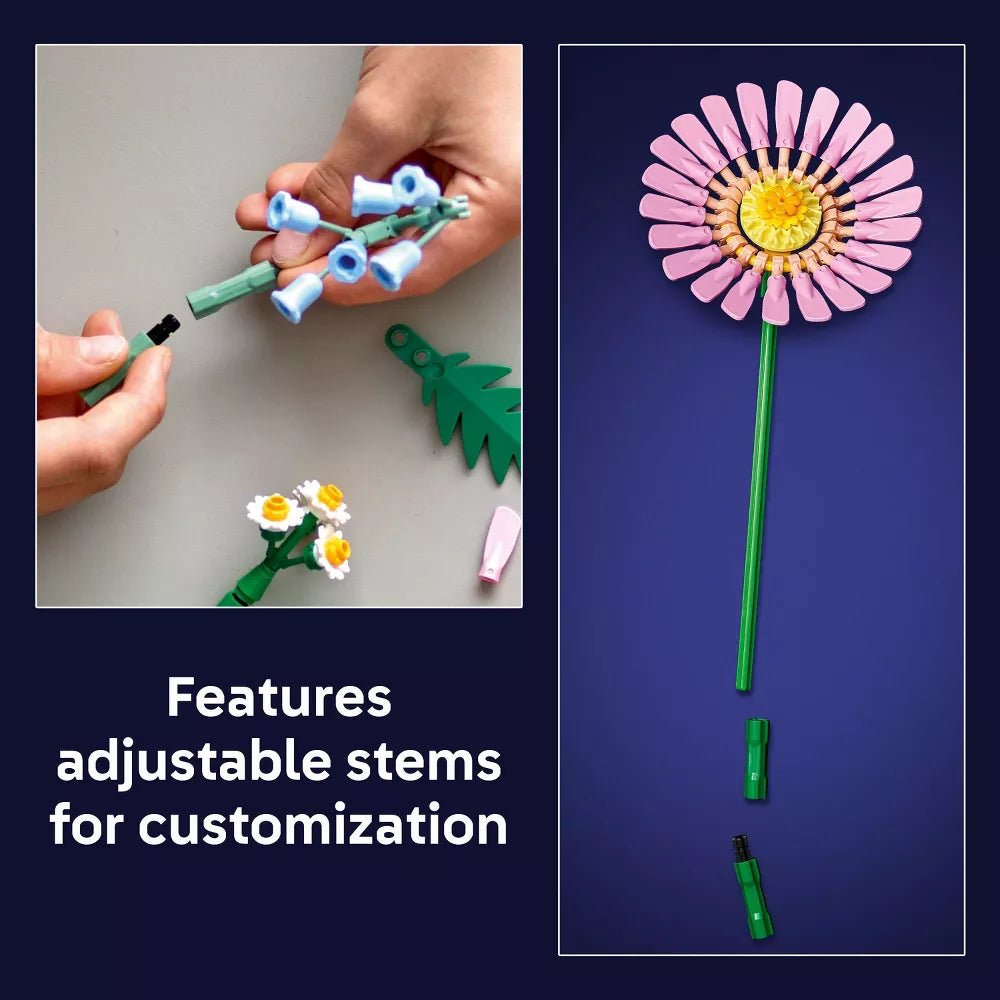 Flower-shaped pens with adjustable stems on a blue background
