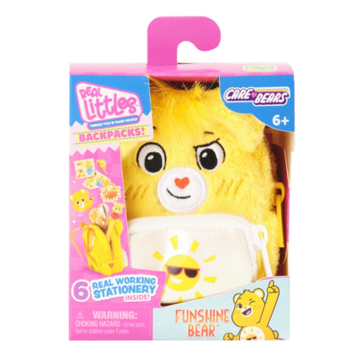 Real Littles™ Care Bears 3.5" Inch Micro Collectible Backpack with 6 Surprise Inside!, Funshine Bear