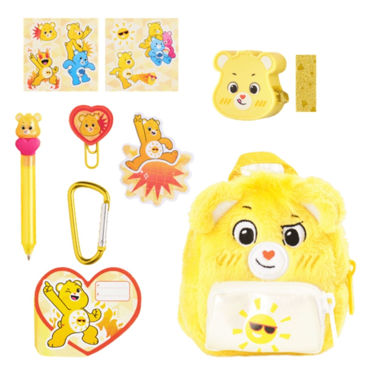 Real Littles™ Care Bears 3.5" Inch Micro Collectible Backpack with 6 Surprise Inside!, Funshine Bear