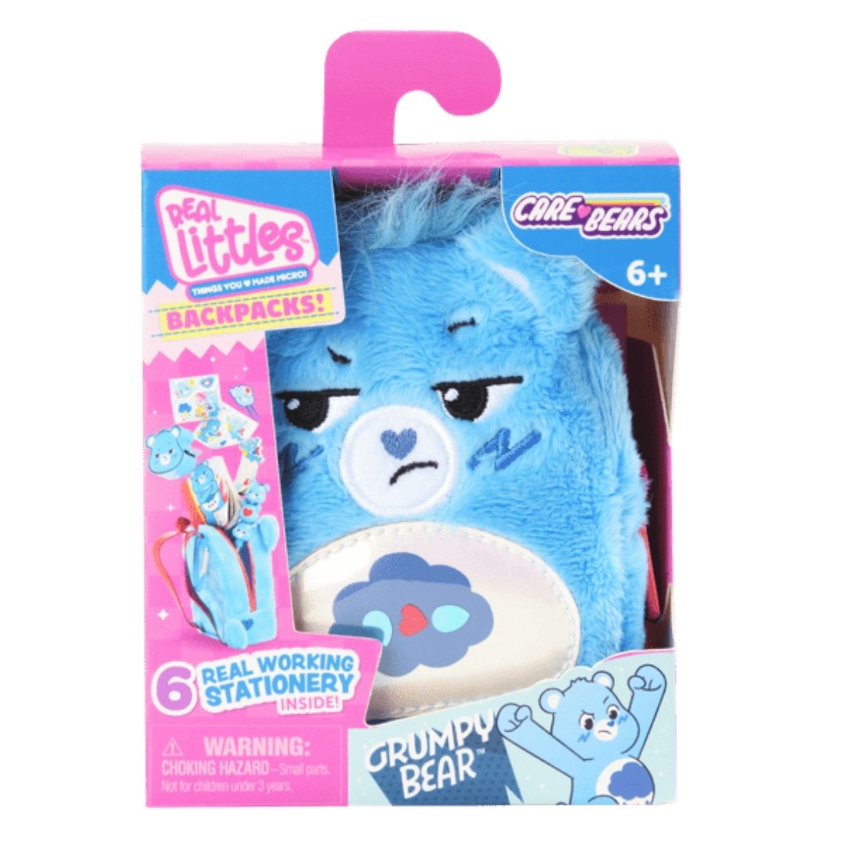 Real Littles™ Care Bears 3.5" Inch Micro Collectible Backpack with 6 Surprise Inside!, Grumpy Bear