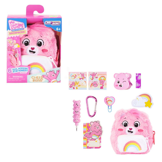Real Littles™ Care Bears 3.5" Inch Micro Collectible Backpack with 6 Surprise Inside!, Cheer Bear