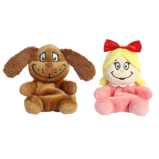 Aurora® Palm Pals™ Dr. Seuss™ The Grinch 5 Inch Christmas Plush Duo Set, Cindy Lou, & Max