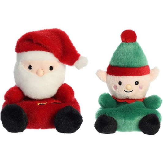 Aurora® Palm Pals™ Christmas Duo 5" Inch Plush Set, Santa Claus & Jolly Elf