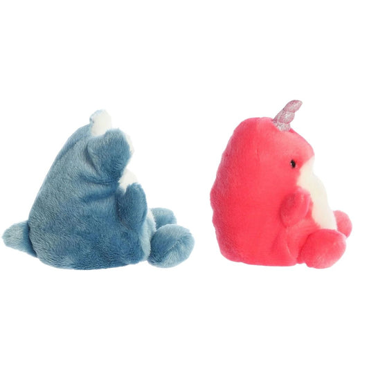 Aurora® Palm Pals™ Aquatic Duo 5" Inch Plush Set, Nia Narwhal & Huddleston Hammerhead Shark
