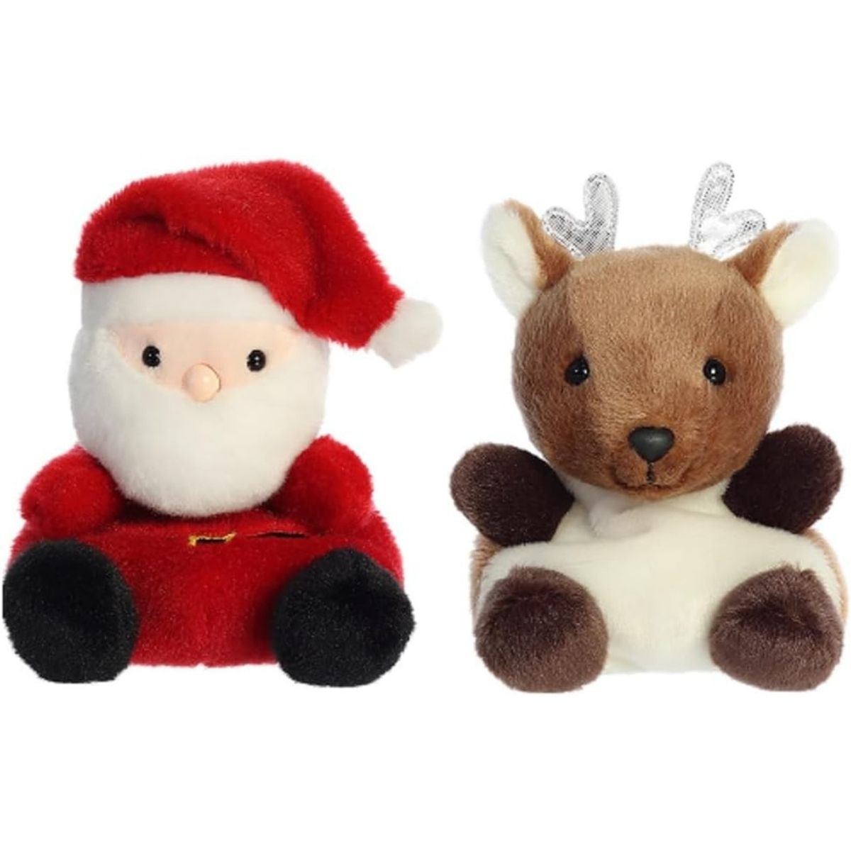 Aurora® Palm Pals™ Christmas Duo 5" Inch Plush Set, Santa Claus & Dash Reindeer