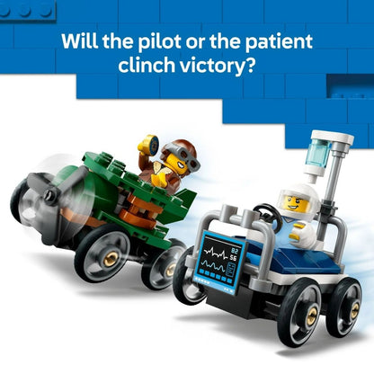 LEGO® City Airplane vs.Hospital Bed Race Car Pack Toy Building Set 60459, 70 Pieces