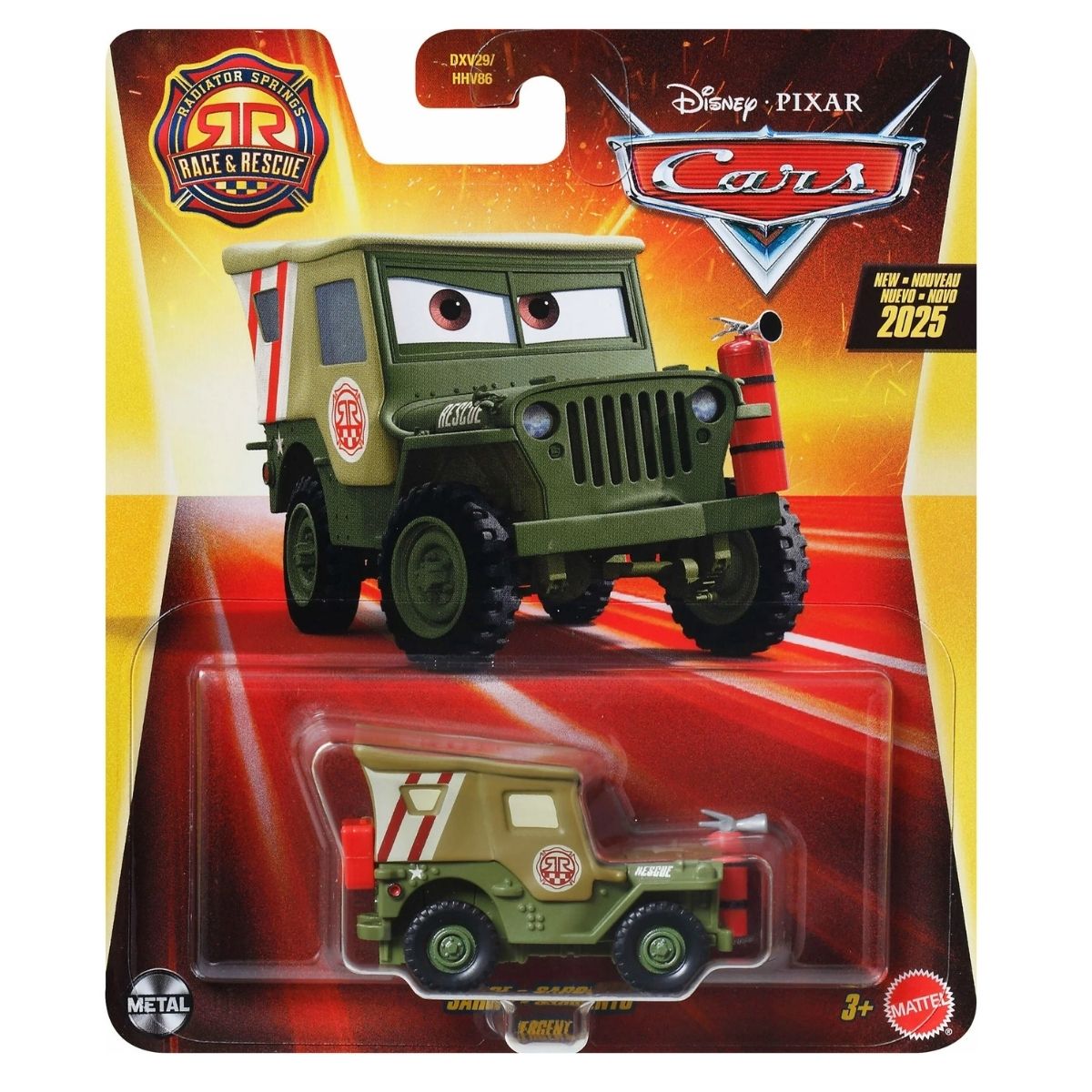 Disney Pixar Cars Radiator Springs Race & Rescue Character Scale 1:55 Die-Cast Car Vehicle, Sarge
