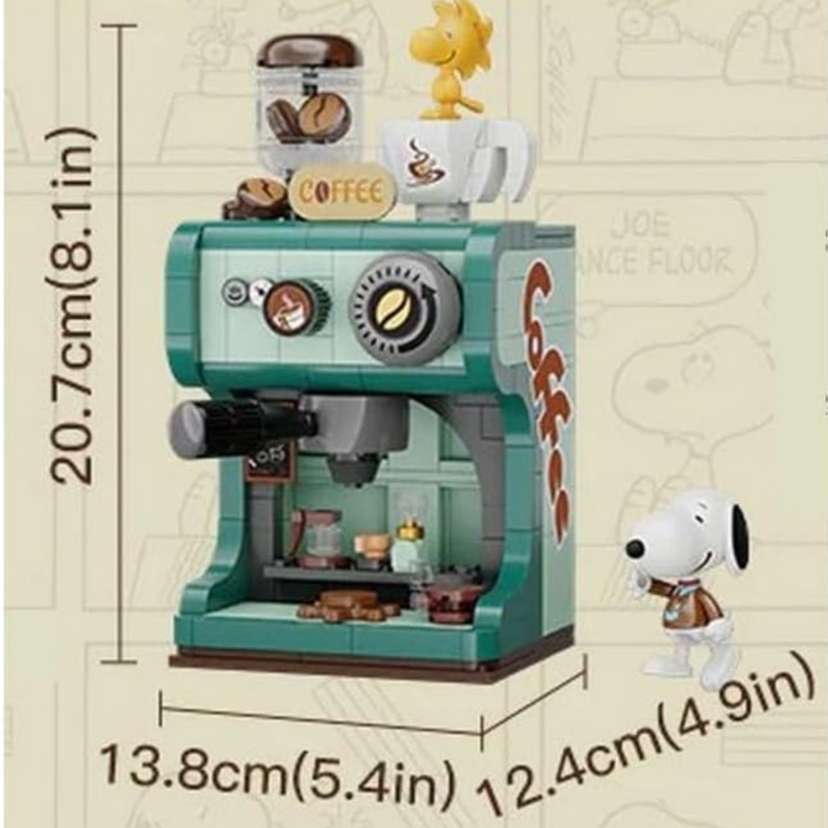 Pantasy Peanuts Snoopy Retro Coffee Maker Building Block Set - 280 Piece Collectible Display
