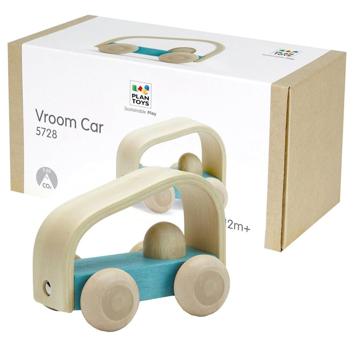 PlanToys® Vroom Wooden Push Car Truck, Teal