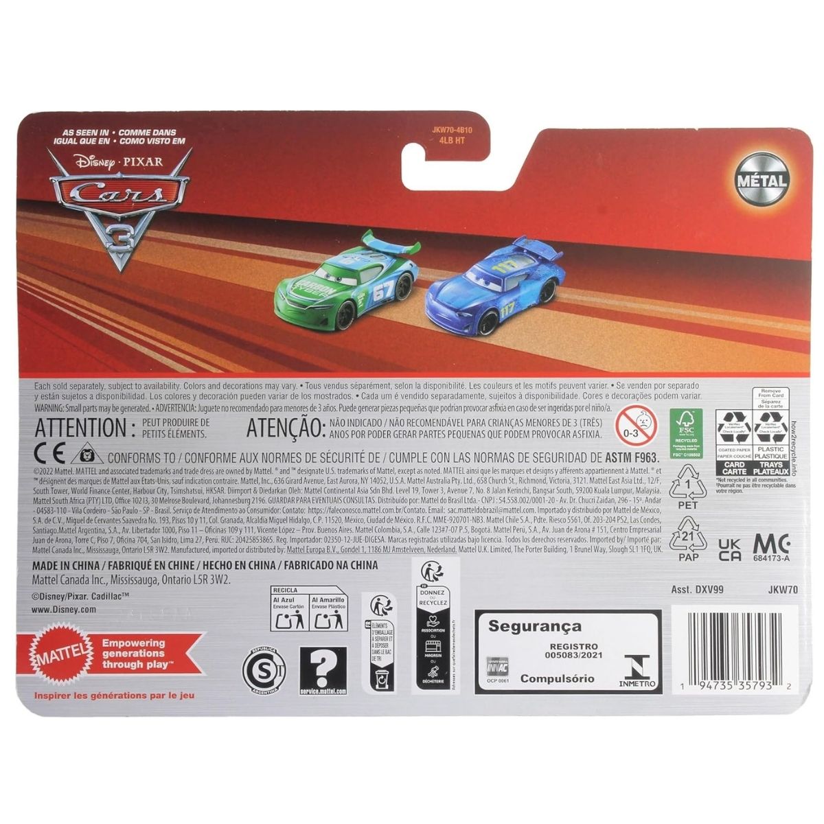Disney Pixar Cars Die-Cast Vehicles 1:55 Scale 2-Pack, Jim Reverick & Spikey Fillups