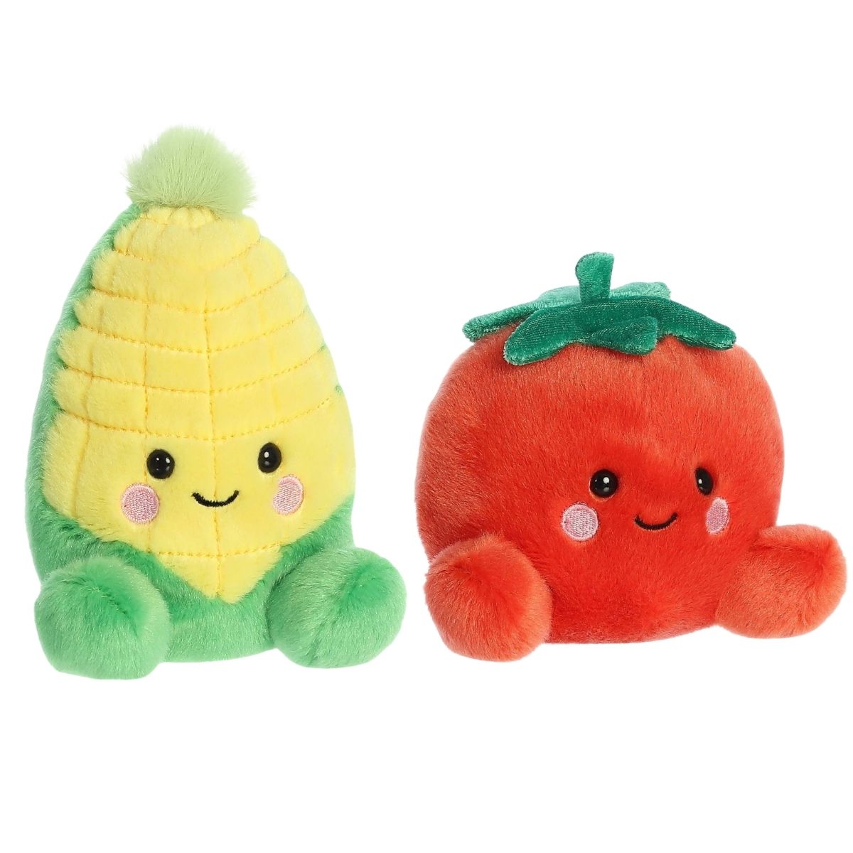 Aurora® Palm Pals™ Cravings Duo 5" Inch Plush Set, Wavey Corn & Boyd Tomato