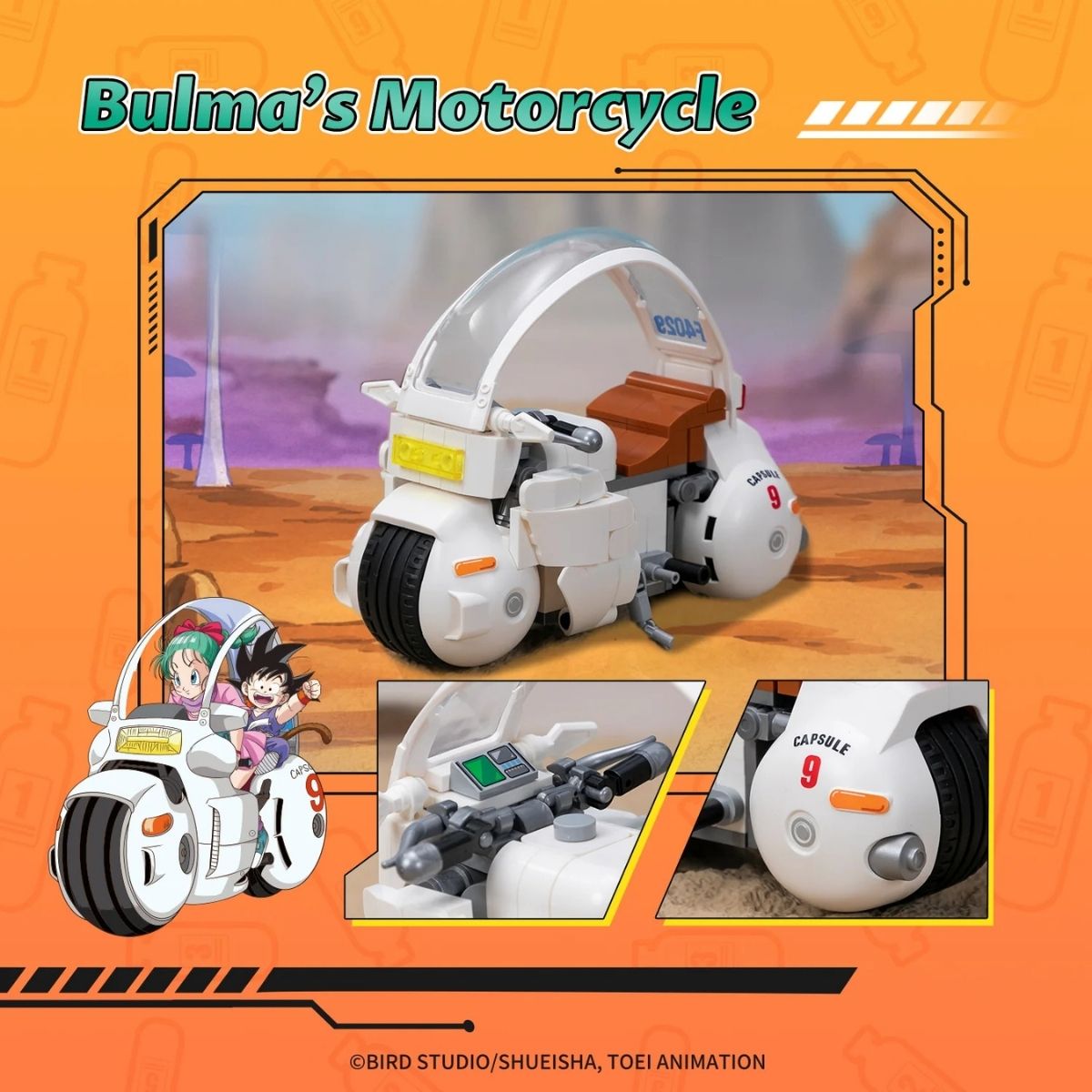 Pantasy Dragon Ball Classic Ride Series: Bulma’s Motorcycle Building Block Set – Capsule No. 9 Bike
