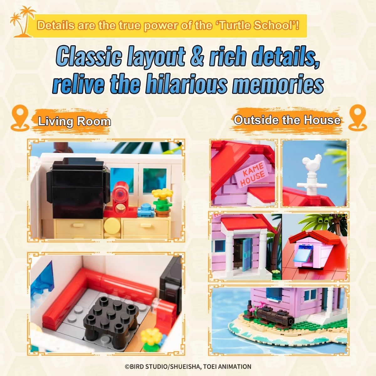 Pantasy Dragon Ball Kame House Building Block Set – 7.8" Diorama with 660 Pieces
