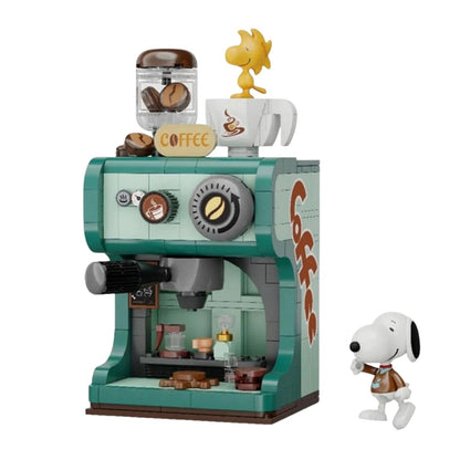 Pantasy Peanuts Snoopy Retro Coffee Maker Building Block Set - 280 Piece Collectible Display