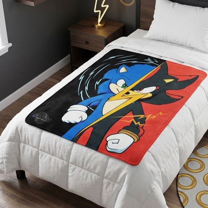 Sonic vs. Shadow: Chaos Split 45" x 60" Silky Fleece Throw Blanket