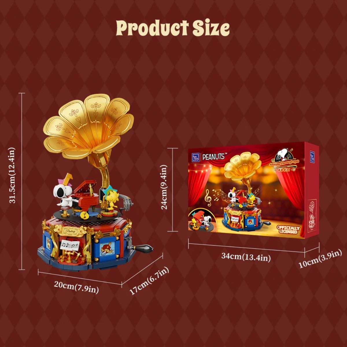 Pantasy Peanuts Snoopy Phonograph #86911 Building Block Set – 806 Piece Collector Kit