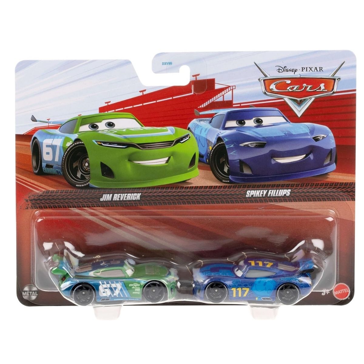 Disney Pixar Cars Die-Cast Vehicles 1:55 Scale 2-Pack, Jim Reverick & Spikey Fillups