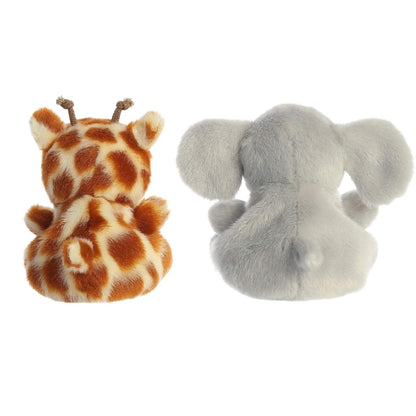 Aurora® Palm Pals™ Zoo Duo 5" Inch Plush Set, Stomps Elephant and Safara Giraffe