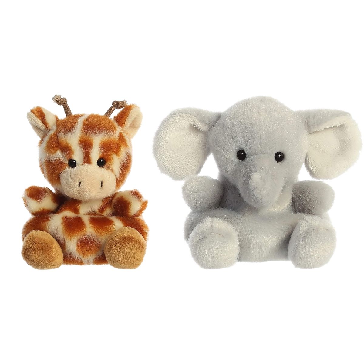 Aurora® Palm Pals™ Zoo Duo 5" Inch Plush Set, Stomps Elephant and Safara Giraffe