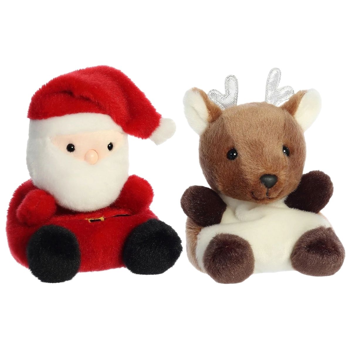 Aurora® Palm Pals™ Christmas Duo 5" Inch Plush Set, Santa Claus & Dash Reindeer