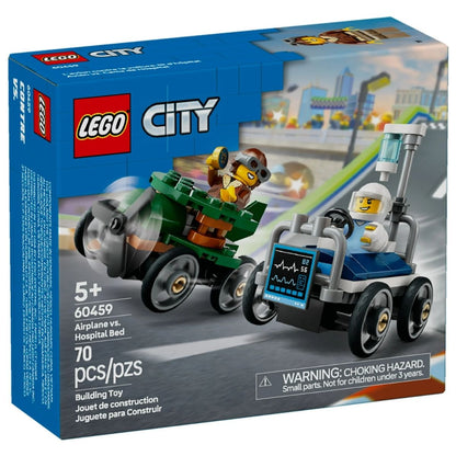 LEGO® City Airplane vs.Hospital Bed Race Car Pack Toy Building Set 60459, 70 Pieces