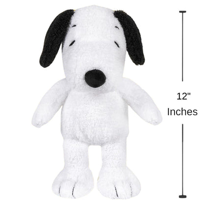 Sizing graphic for the Peanuts Cuteeze Snoopy plush showing him standing straight up, indicating a total height of 12 inches.
