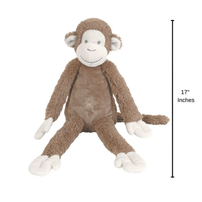 Happy Horse Monkey Mickey plush monkey sitting upright with a 17-inch height indicator graphic next to it.
