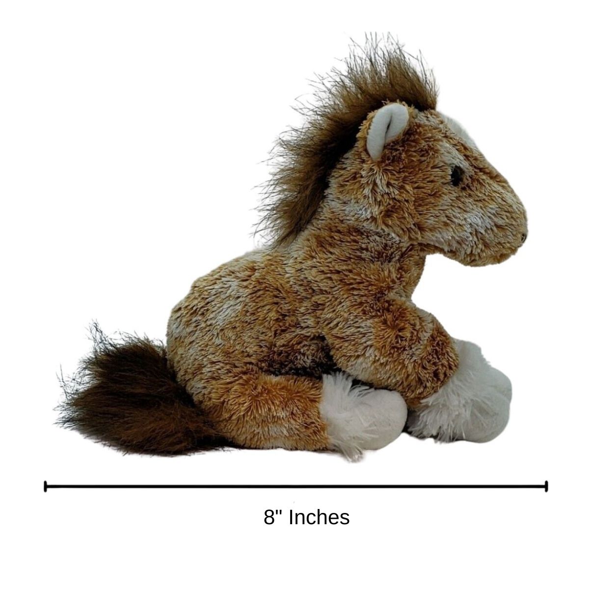 Measures approximately 8 inches long, making it the ideal travel buddy, comforting friend, or perfectly sized desk pet.