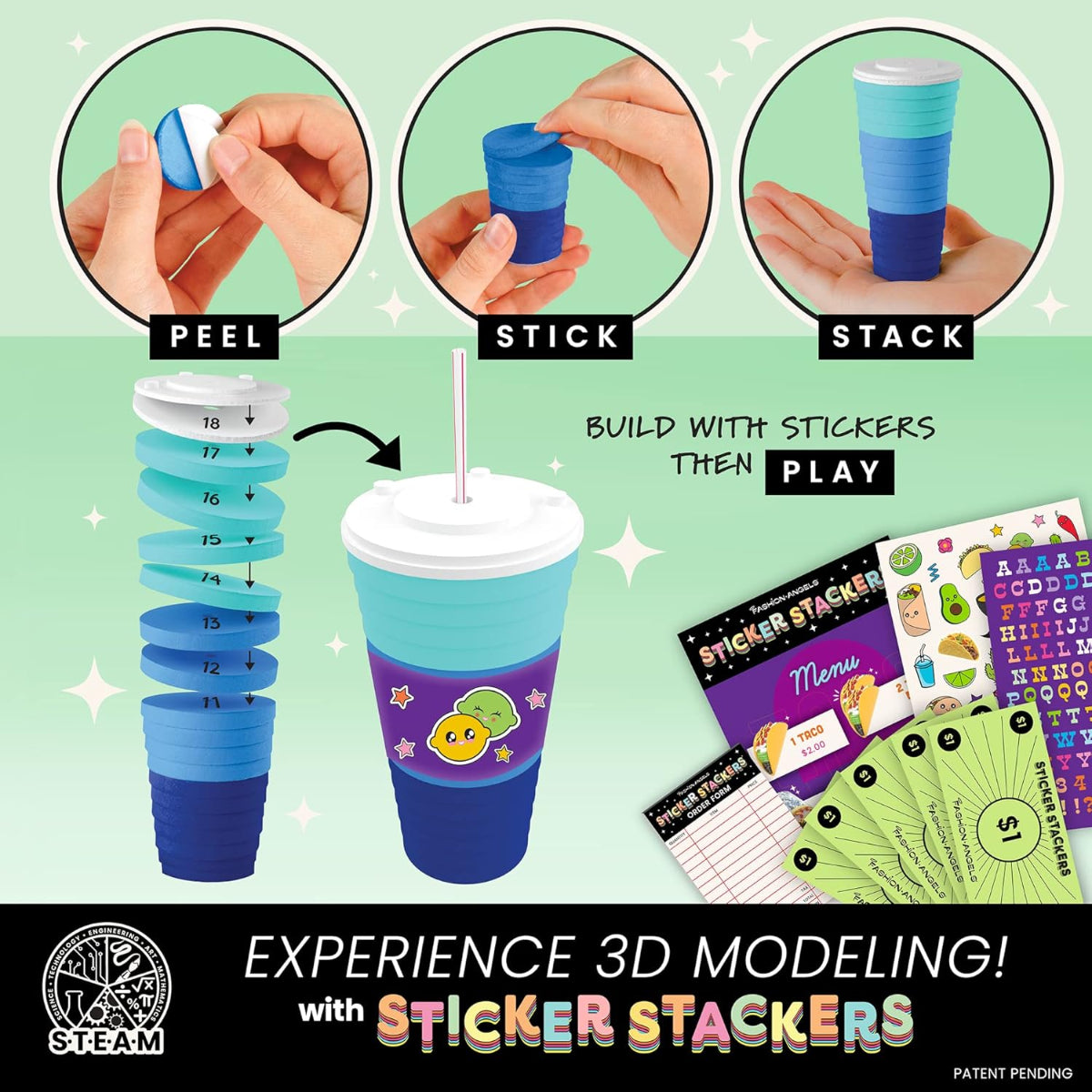 Fashion Angels 3D Modeling Foam Sticker Stackers System, Tacos and Burritos