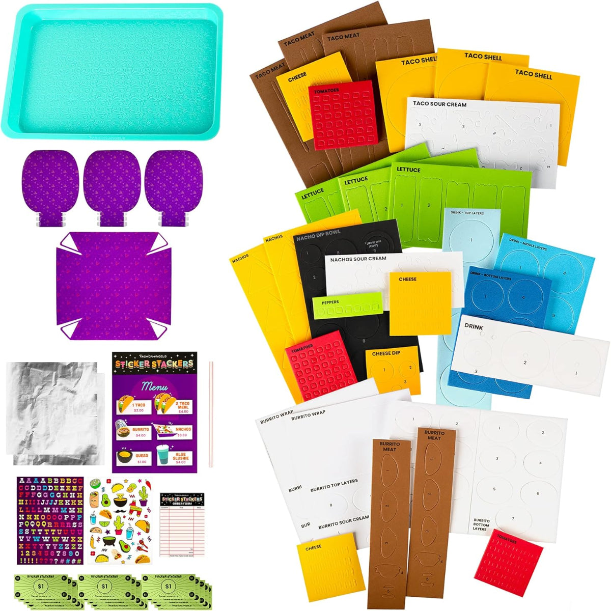 Fashion Angels 3D Modeling Foam Sticker Stackers System, Tacos and Burritos