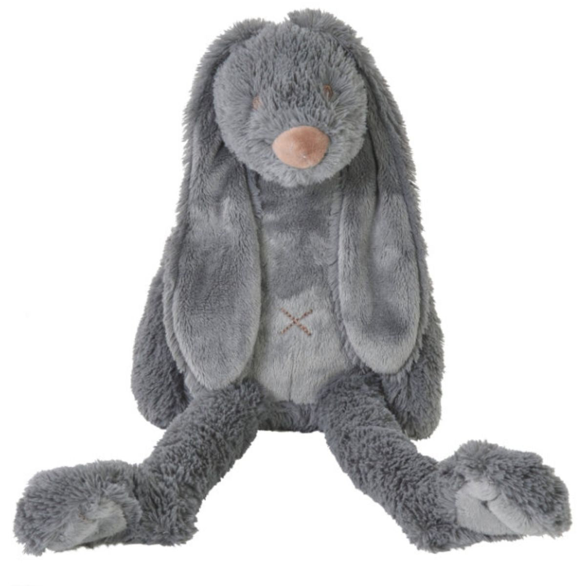 Happy Horse Rabbit Richie deep charcoal grey plush stuffed animal bunny sitting against a white background.