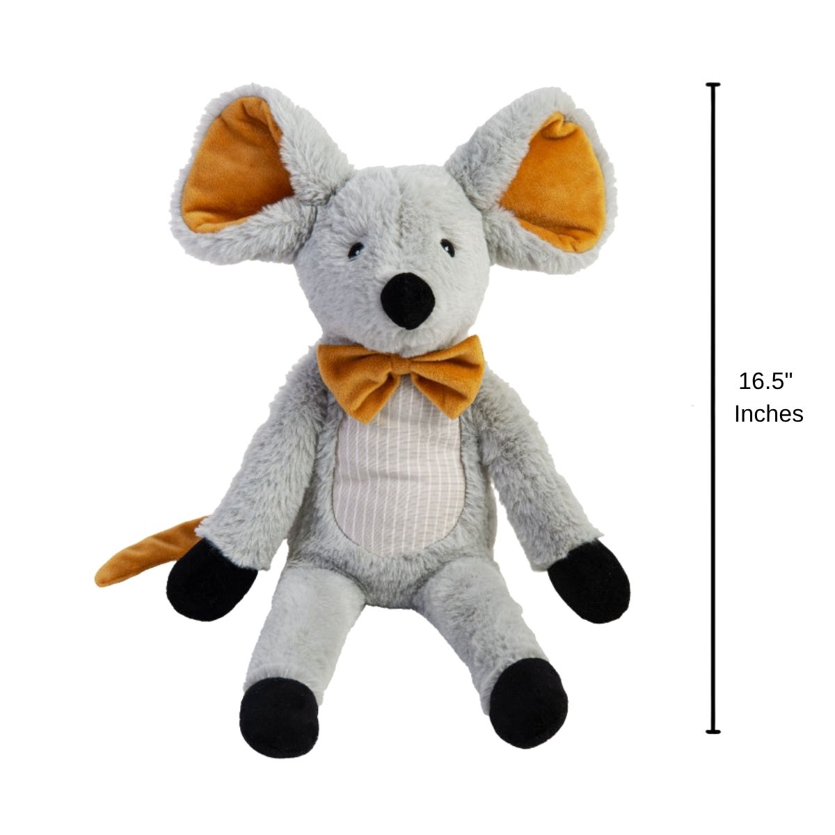 Happy Horse Mouse Misty plush mouse standing upright with a 16.5-inch height indicator graphic next to it.