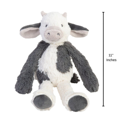 Happy Horse Cow Casper plush toy sitting upright with an 11-inch height indicator graphic next to it.