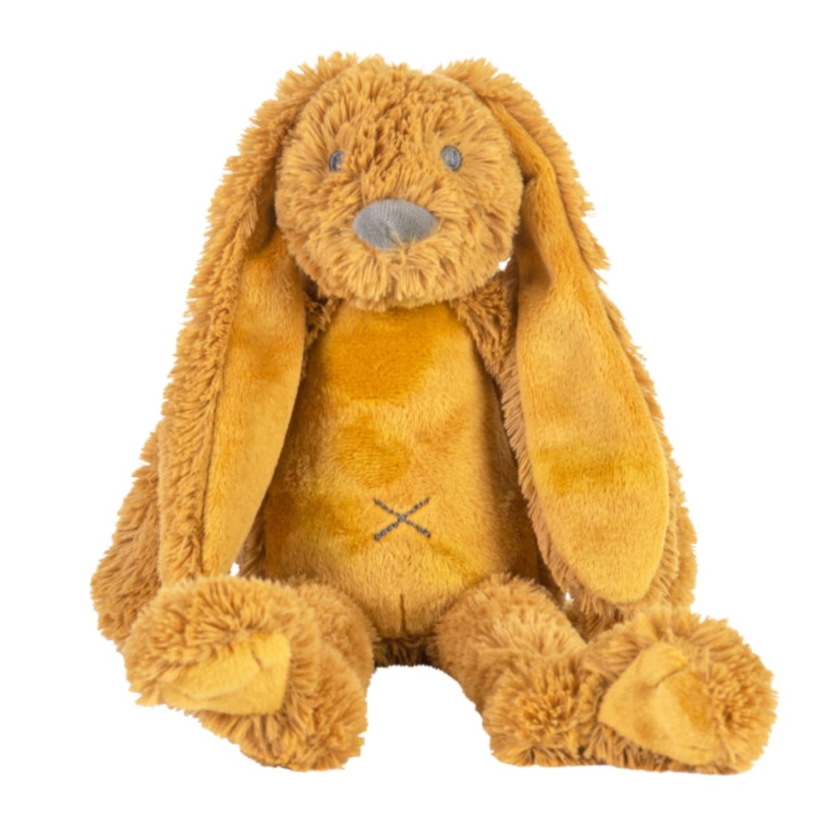 Happy Horse Rabbit Richie warm ochre golden-yellow plush stuffed animal bunny sitting against a white background.